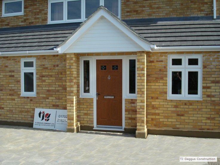 Single-storey brick extension with new windows and entrance